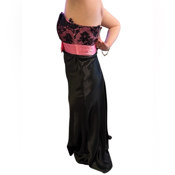 Gunne Sax by Jessica McClintock Elegant Black and Pink Strapless Maxi Dress Sz 5 - Picture 6 of 11